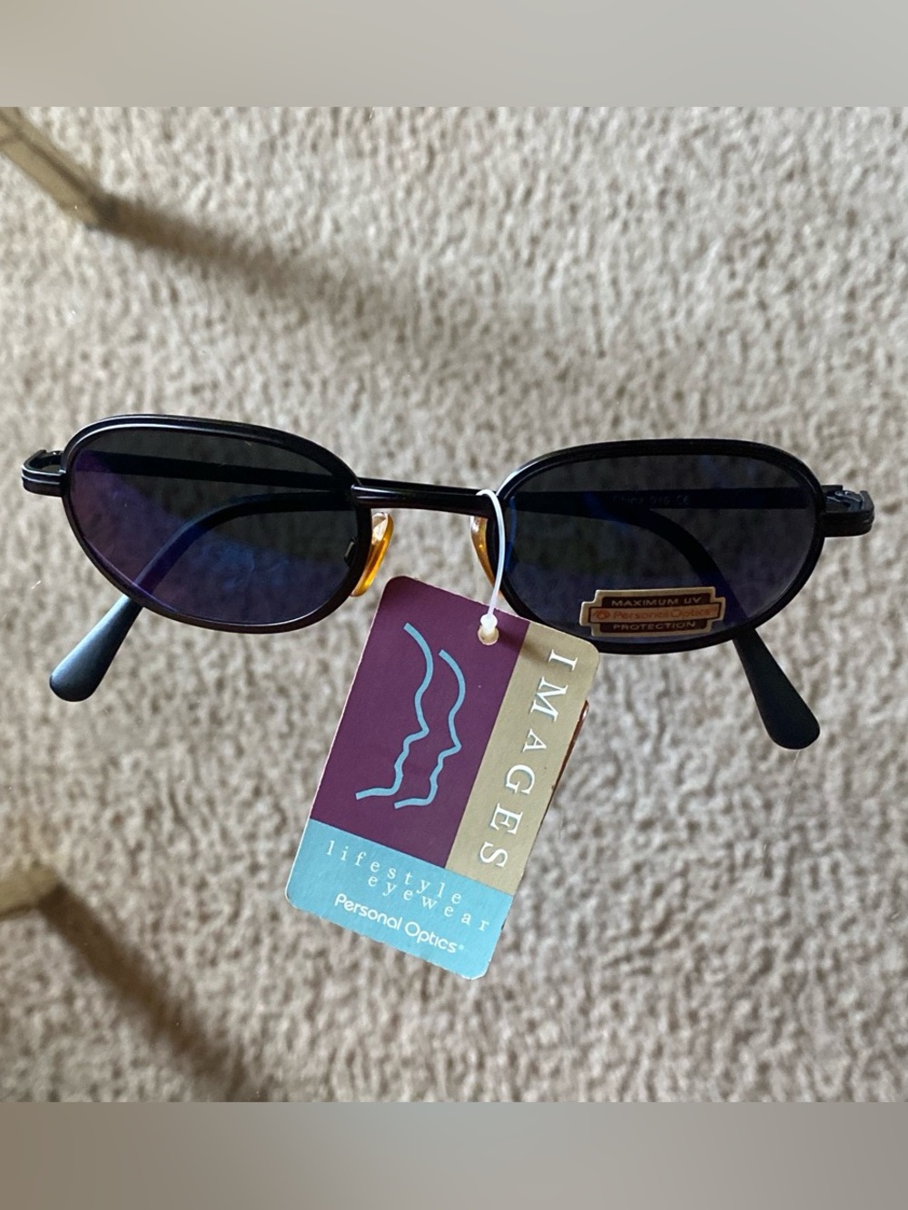 Vintage 90s Black Sunglasses with Blue-Tinted Lenses